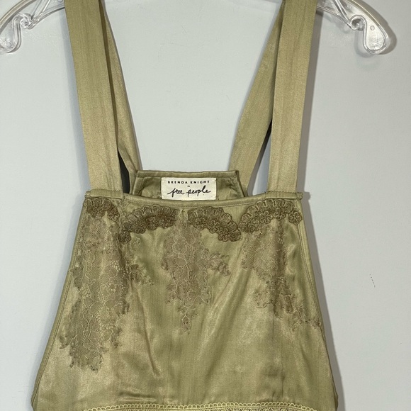 Free People x Brenda Knight Lace Pleated Decorated Wide Leg Overalls Jumpsuit M - Picture 7 of 16